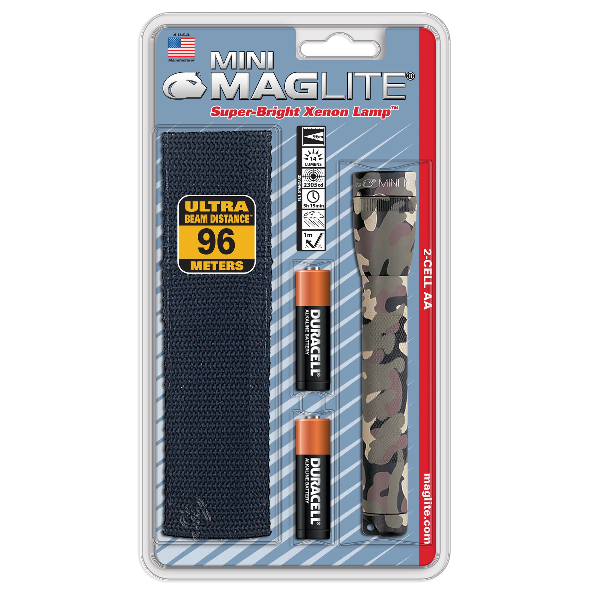 Фонарь MAGLITE Mini, 2АА, с чехлом, камуфляж
