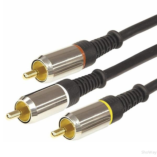 Шнур GOLD-metall Аудио-видео 3 RCA - 3 RCA, 1.5 м, черный