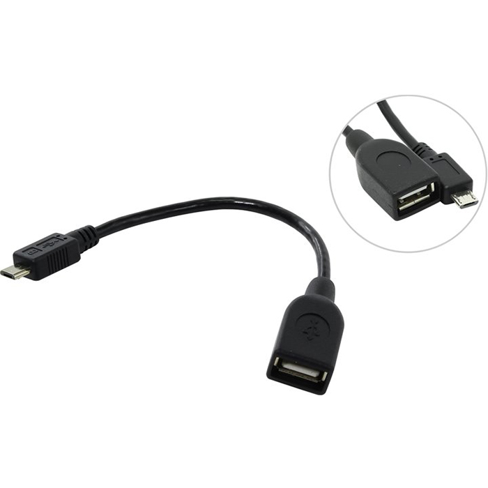 Кабель USB A "мама" - micro B "папа", USB OTG, 0.3 м