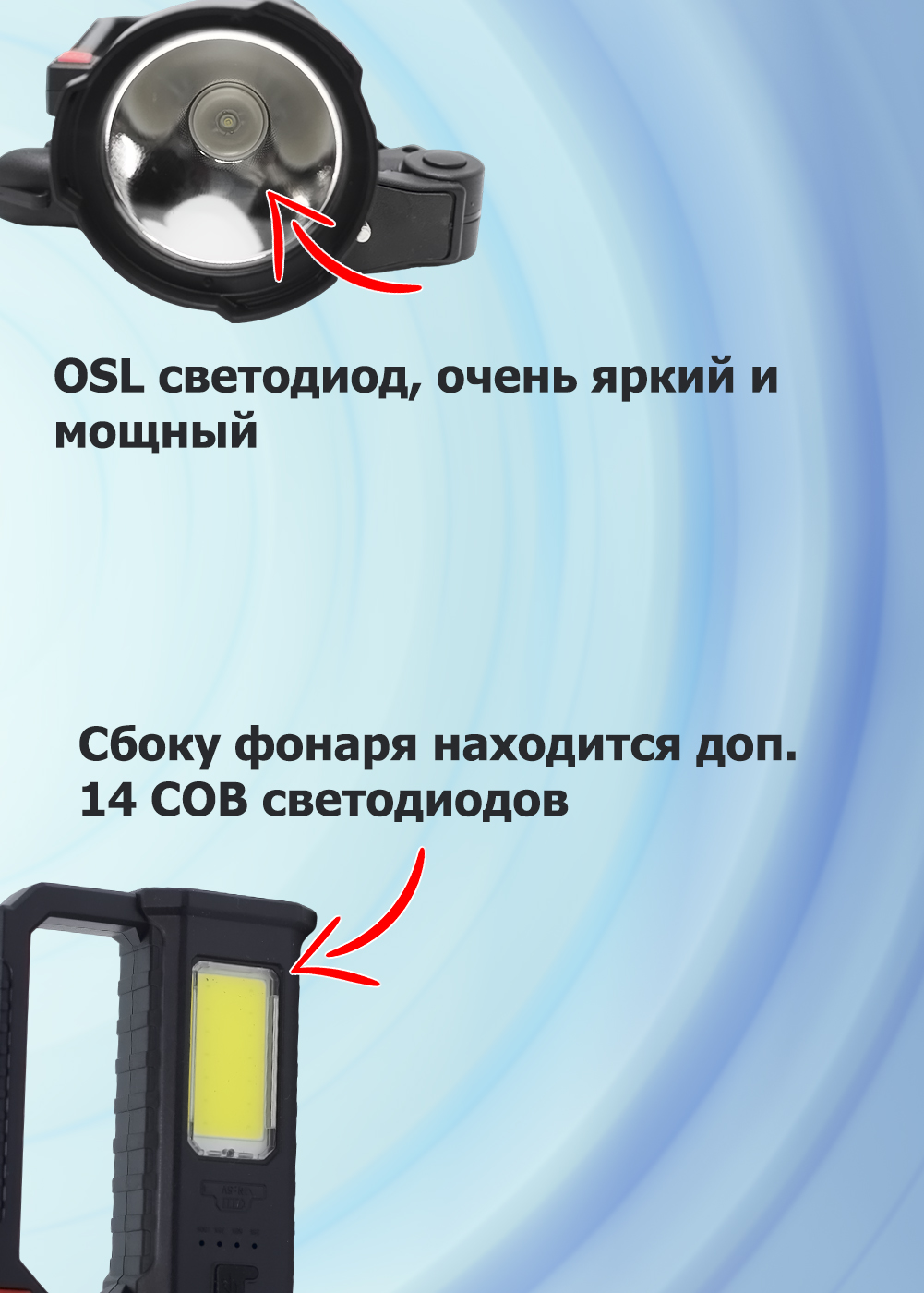 Ручной фонарь-прожектор Огонь H-900