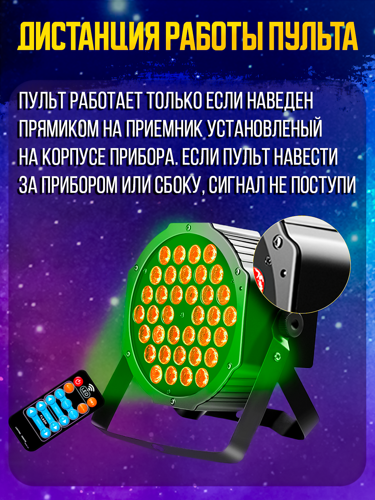 Светодиодный прожектор PartyMaker LED PAR 36x1W RGB Пульт ду
