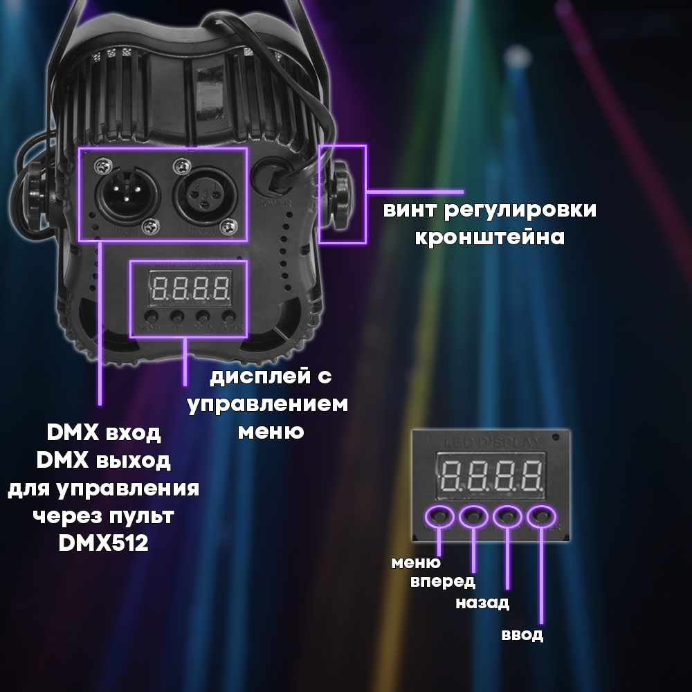 Светодиодный прожектор LED PAR 6x10 RGBW с пультом