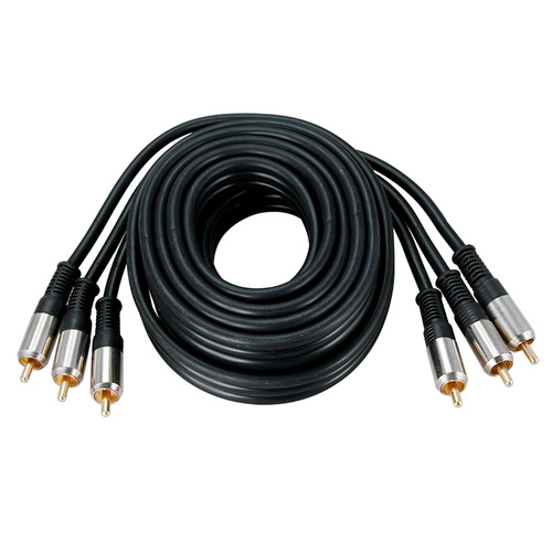 Шнур GOLD-metall Аудио-видео 3 RCA - 3 RCA, 1.5 м, черный