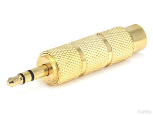 Переходник Jack 3.5 "папа" стерео - Jack 6.3 "мама" стерео metall gold