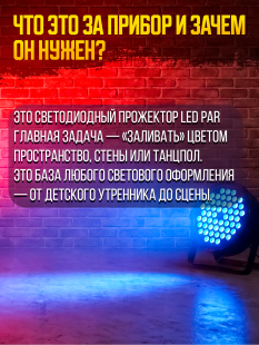 Светодиодный прожектор PartyMaker LED PAR 60x1.5W RGB мультичип