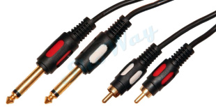 Кабель аудио Plastic Gold 2x6.3 mono Jack "папа" - 2xRCA "папа" 3 м