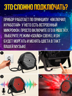 Светодиодный прожектор PartyMaker LED PAR 60x1.5W RGB мультичип