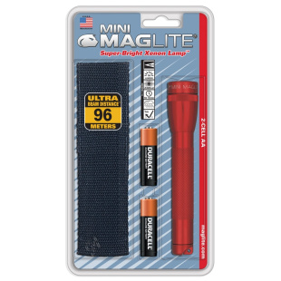 Фонарь MAGLITE Mini, 2АА, с чехлом, красный