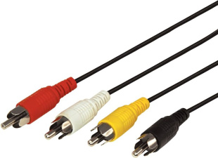Шнур Аудио-видео 4 RCA - 4 RCA, длина 7 метров, черный