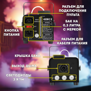 Дым машина PartyMaker FOG-400 c RGB подсветкой
