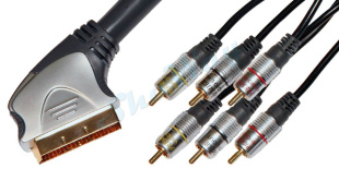 Кабель аудио видео Xtra Home Theatre SCART "папа" - 6xRCA "папа" 1.5 м