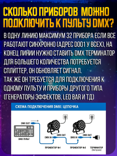 Светодиодный прожектор PartyMaker LED PAR 36x1W RGB Пульт ду