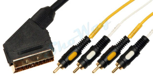 Кабель аудио видео Plastic Gold SCART "папа" - 4xRCA "папа" 1.5 м
