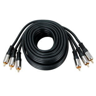 Шнур GOLD-metall Аудио-видео 3 RCA - 3 RCA, 1.5 м, черный