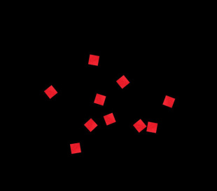 Конфетти фасованное бумажное 6x6мм красное 50гр