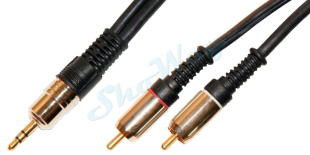 Кабель аудио Metal Gold 3.5 stereo Jack "папа" - 2xRCA "папа" 7 м