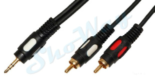 Кабель аудио Plastic Gold 3.5 stereo Jack "папа" - 2xRCA "папа" 1 м