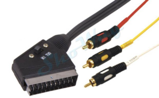 Кабель аудио видео Plastic Gold SCART "папа" - 3xRCA "папа" вход/выход 5 м