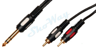 Кабель аудио Plastic Gold 6.3 stereo Jack "папа" - 2xRCA "папа" 5 м
