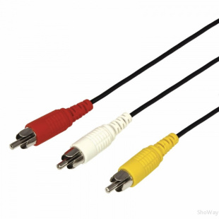 Шнур Аудио-видео 3 RCA - 3 RCA, 5 м, черный