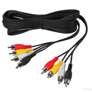 Шнур Аудио-видео 4 RCA - 4 RCA, длина 7 метров, черный