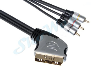 Кабель видео Xtra Home Theatre SCART "папа" - RGB (3xRCA) "папа" 15 м