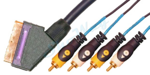 Кабель аудио видео Plastic Gold PRO SCART "папа" - 4xRCA "папа" 3 м